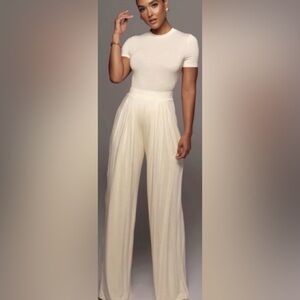 Women’s Buttercream Self-Double Layer Wide Leg Pants Small